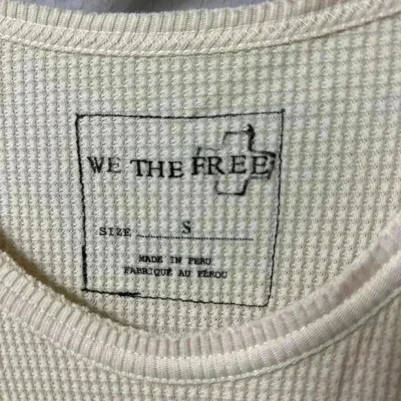Free People We the Free Waffle Knit Print Boho Thermal Shirt Size Small - Picture 3 of 6